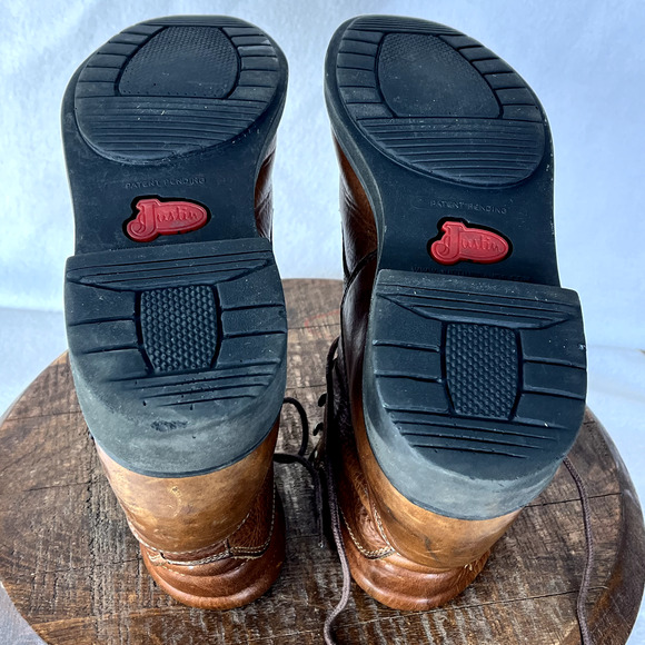 Justin Work Boots Mens 8D Leather Lace Up Made In USA Style 0770 Hiking Hunting main image 4